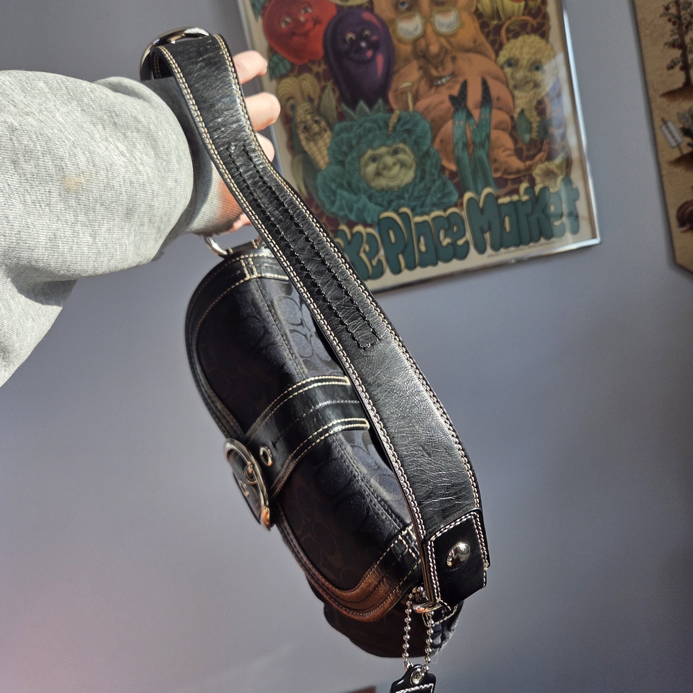 Coach Black Signature Canvas Soho Shoulder Bag with Silver Hardware - Picture 8 of 11